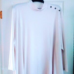 Susan Graver Liquid Knit Ivory Mock Neck Fit & Flare Tunic-NWT- 5XP